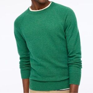 J. Crew Factory Men’s 100% Lambswool Crewneck Sweater Medium M‎ Green Preppy
